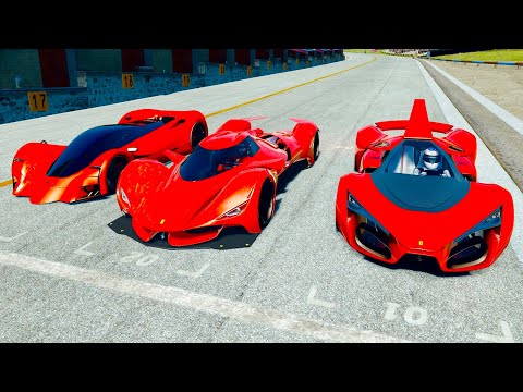 Ferrari Marte 2050 Concept vs Ferrari Piero LM 2025 vs Ferrari F80 Concept - Drag Race 20 KM