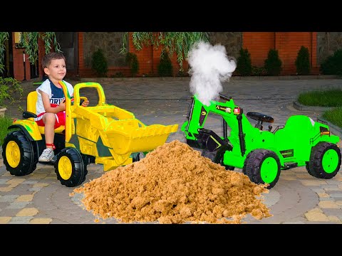 Artem ride on kids Excavator Funny Stories about Power Wheels toy Tractor