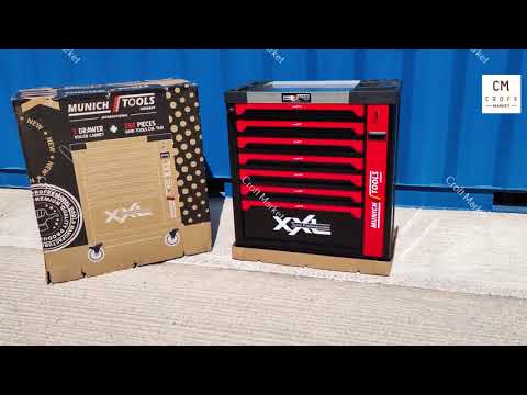 Tool Box 7 Drawer with TOOLS Storage Tool Trolley Cabinet Workshop Chest Carrier