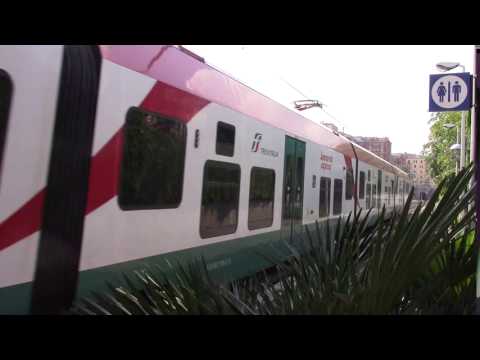 Trenitalia Leonardo express train at Roma Tuscolana station in Rome, Italy.