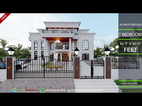 7 Bedroom House Design 3D | 🔥🔥 7 BHK House Design | 2100 Sqft | Terrace Garden | ArchiEngineer
