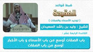 صورة القاعدة الرابعة عشر    باب الصفات أوسع من باب الأسماء و باب الأخبار