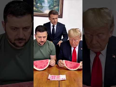 Watermelon🍉 eating competition between Trump and Zelensky gone funny 🤣 Macron Plan fails #funny #fun