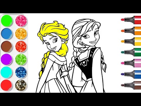Coloriage Elsa frozen Reine des neiges et Anna Princess disney& Planète coloriage