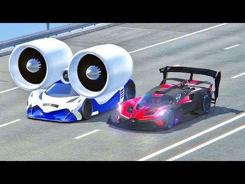 Bugatti Bolide GTR vs Devel Sixteen with Turbine KIT - Drag Race 10 KM