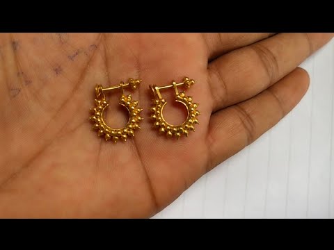 3 Grams Gold Hoop earrings new design model from GRT Jewellers