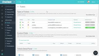 Opciones de configuración de tickets