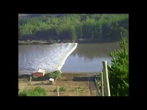 Tsunami rushes up river in Boyeruca, Maule, Chile