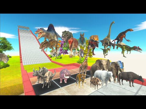Jump Stair Speed Race Between All Dinosaurs vs Animals - To Get Top Test   Animal Revolt Battle Simu