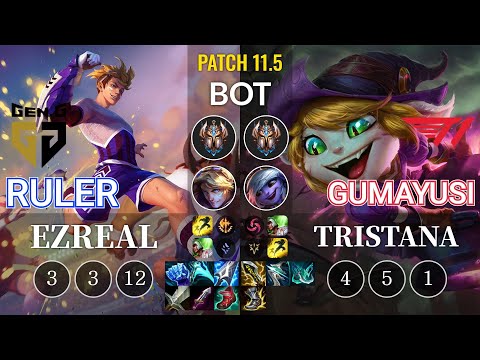 GEN Ruler Ezreal vs T1 Gumayusi Tristana Bot - KR Patch 11.5