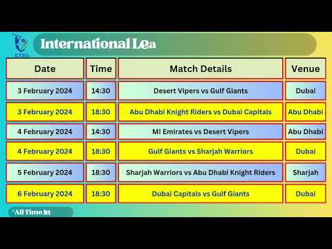 International League T20 Season 2 Final Schedule | ILT20 2024 Schedule
