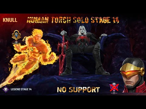 Human Torch solo Knull Stage 14/No Support/Ctp Judgment/F2P build-Marvel Future Fight.