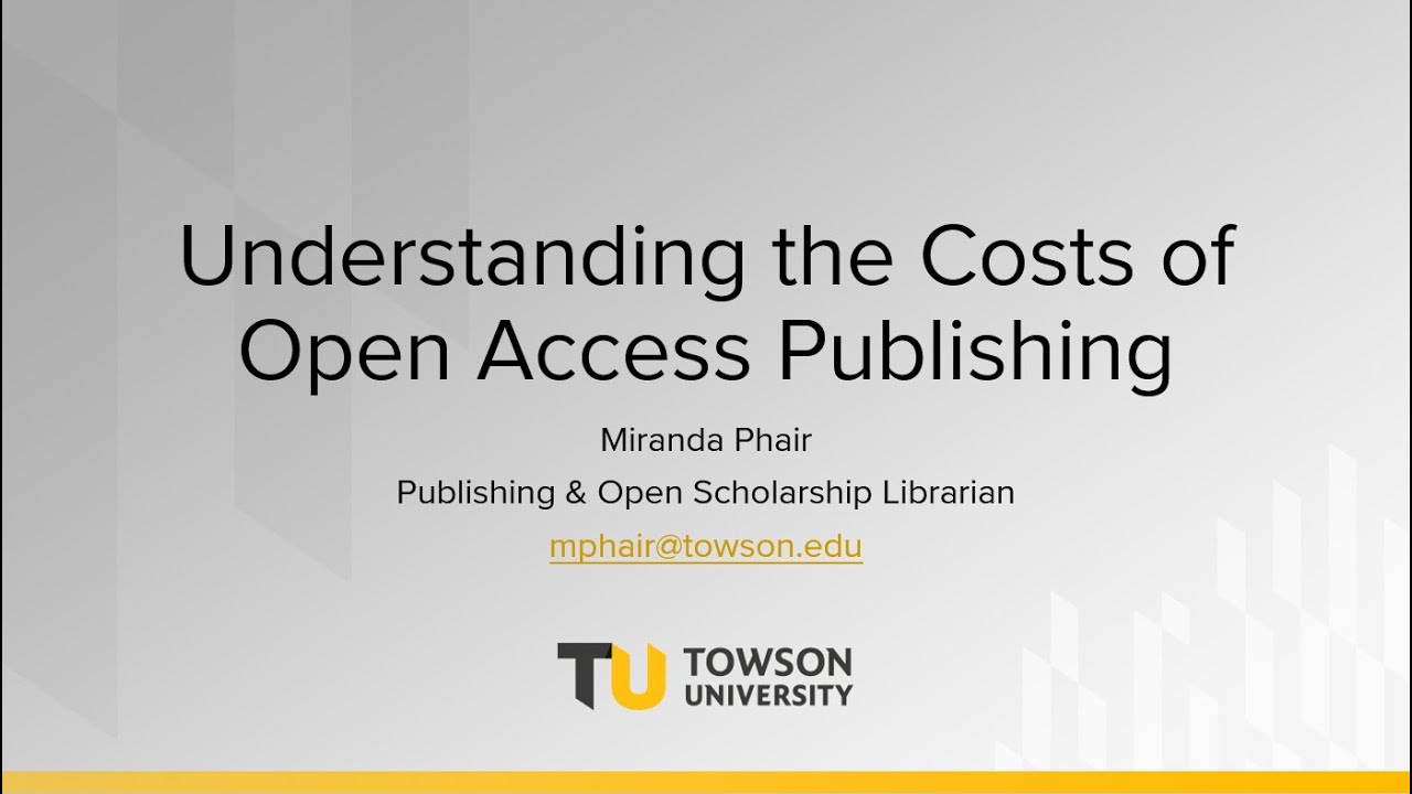 Understanding the Costs of Open Access Publishing | Research University