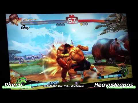Phero [Guy] vs HeavyWeapons [Sagat] Box Hill Beatdowns Round 1 SSF4AE2012 01 March 2012