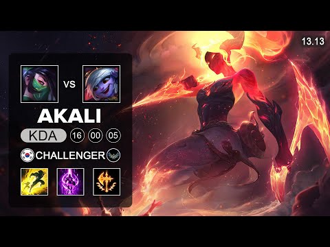 Akali vs Tristana Mid - KR Challenger - Patch 13.13 Season 13