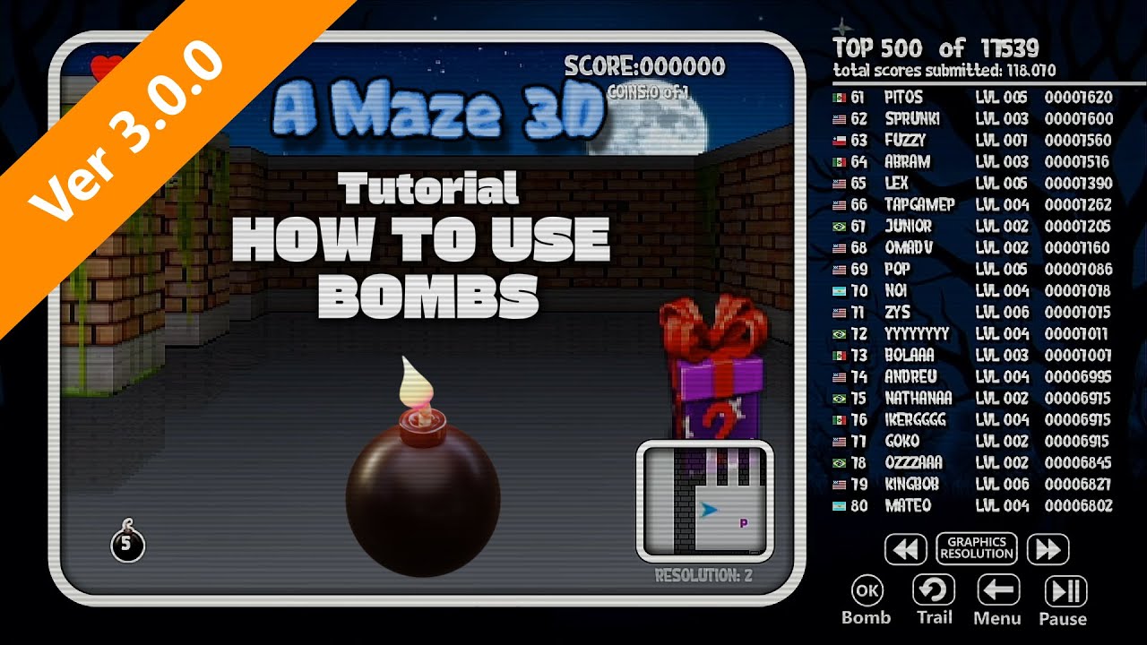 A MAZE 3D | Game tutorial | using bombs