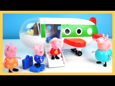 玩粉紅豬小妹 全家坐飛機 去旅行 開驚喜蛋 發聲玩具 玩具飛機  佩佩 喬治 豬爸爸 豬媽媽 玩具開箱