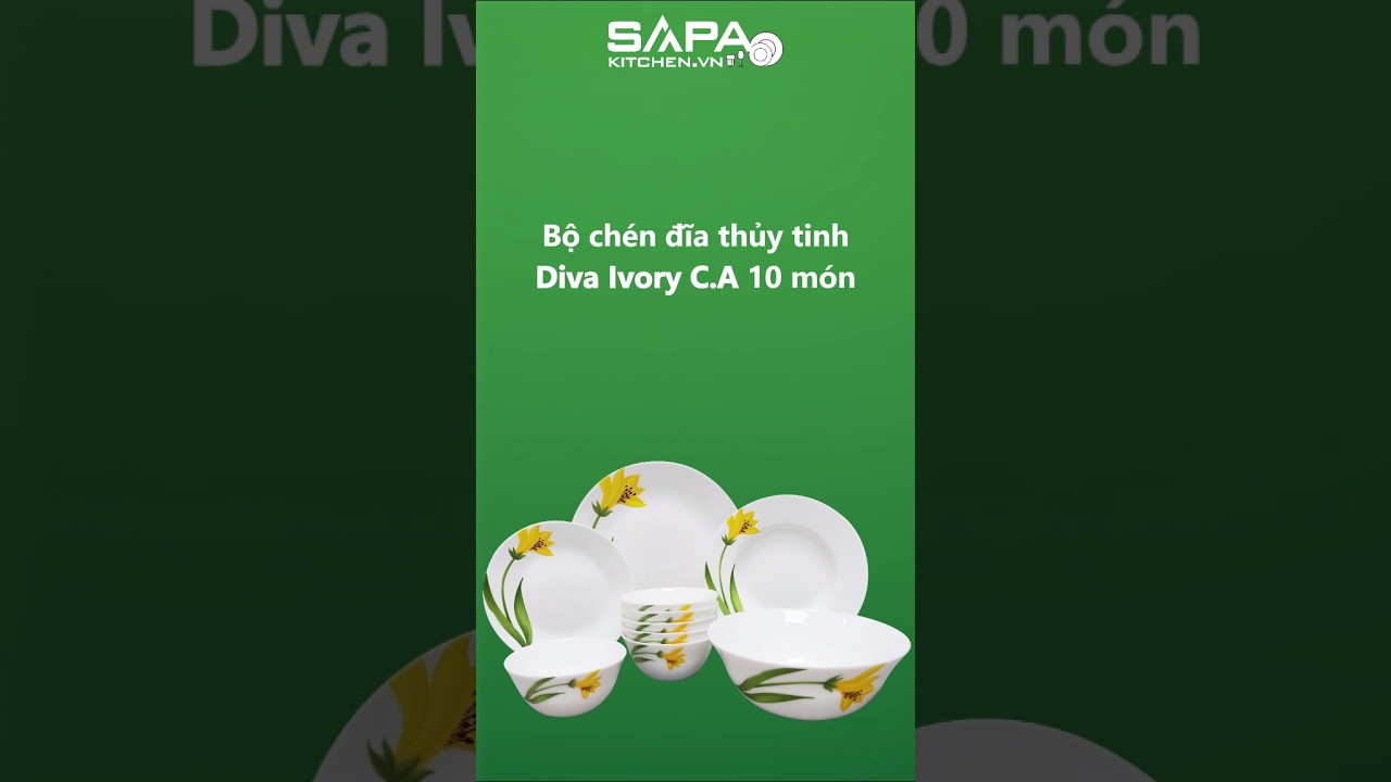 Bộ chén đĩa thủy tinh Diva Ivory Canary Arch 10 món (La Opala)