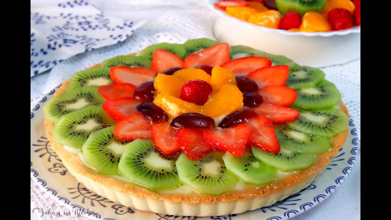 Tarta de crema y fruta fresca🍓🍊🍇MUY REFRESCANTE Y FÁCILÍSIMA!