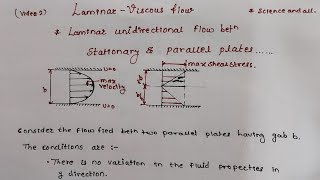 Laminar flow | Parallel  stationary Plates | derivation | complete description