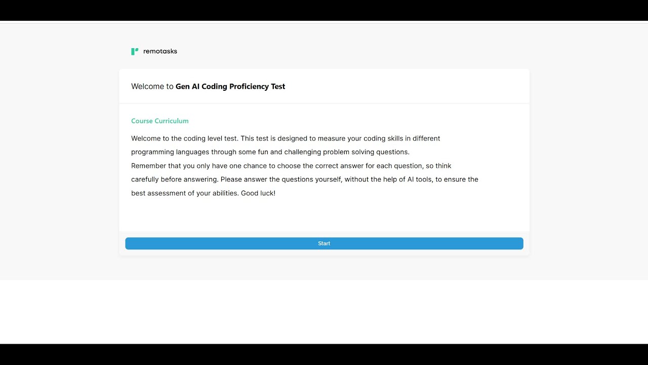 Remotask - Gen AI Coding Proficiency Test