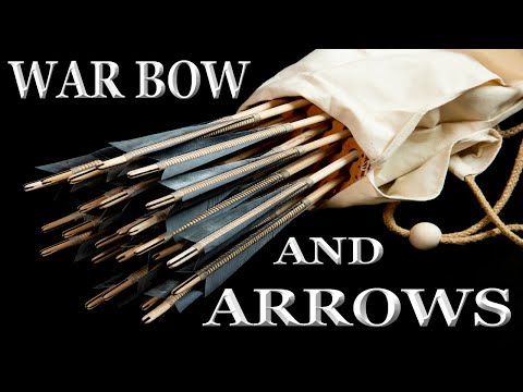 Yew War Bow English Longbow and Medieval style arrows for a military museum, warbow