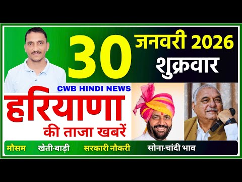 30 January 2026 Haryana News || हरियाणा की ताजा खबरें || Haryana News || CWB Hindi News