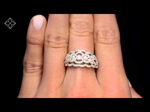 N4544Y - Diamond Art Deco 18K White Gold Ring 1.25CT H/Si