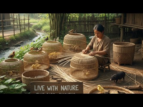 Handmade Bamboo Basket Weaving Process - Take Care Chickens, Birds, Pigs, Duck | Live With Nature