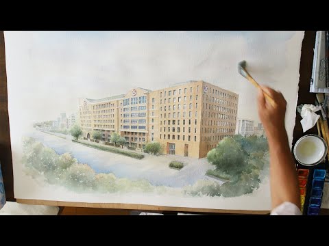 人間教育学科 【水彩画アート】桃山学院大学あべのBDL（タイムラプス）