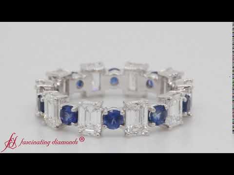 3.50 Carat Emerald Cut Eternity Band With Sapphire-FDEWB123628EM(3.00MM)