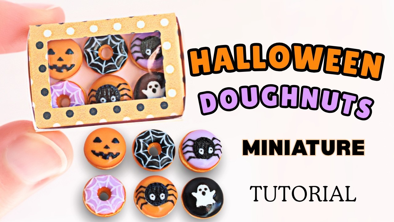 Miniature Halloween Doughnuts & Display Box 🎃🍩 | Polymer Clay Tutorial