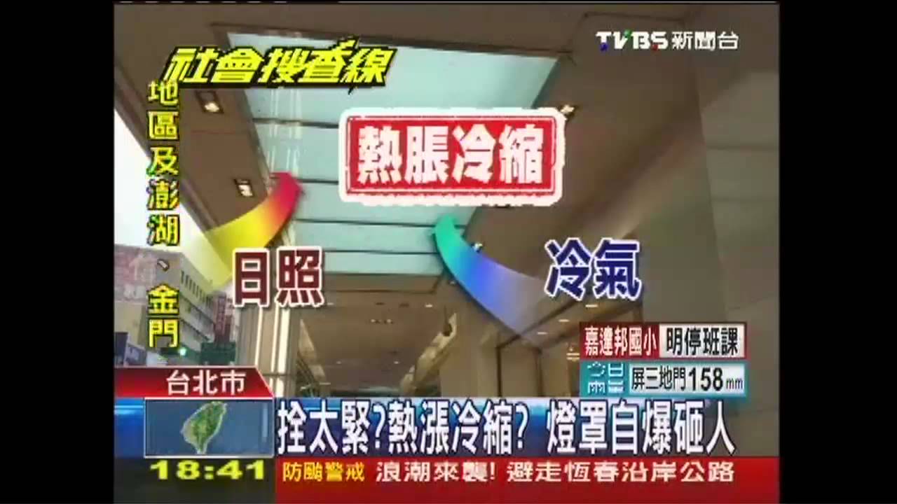 栓太緊?熱漲冷縮? 燈罩自爆砸人