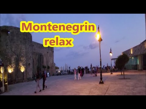 Evening and night. The Adriatic coast in Montenegro. Budva Walk. Old Town. Pure relaxation.