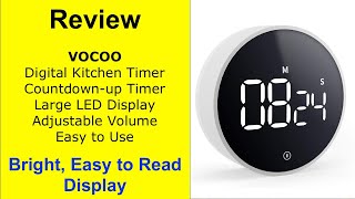Review VOCOO Digital Kitchen Timer,  Magnetic, Countdown or up, Large LED Display, Volume Adjustable