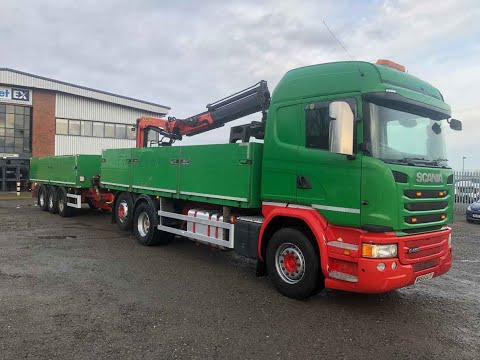 SCANIA G450 6X2 DROPSIDE/CRANE DRAWBAR OUTFIT 2015 - WV65 UJY