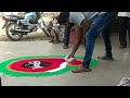Rangoli Design With Rangoli Tools And Rangoli Colors