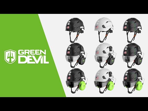 GREEN DEVIL SAFETY HELMET HARD HAT WITH VISOR AND EAR PROTECTION ANSI Z89.1 APPROVED