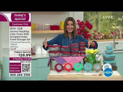 Anchor Hocking 22piece OvenSafe Sculpted Glass Food Stor...