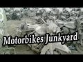 Abandoned Motorbikes Junkyard Found. Abandoned Old Motorcycles. Forgotten Rusty Motorbikes