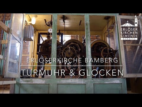 Christian Beck (www.gloriosa.de) erklärt die Turmuhr und die Glocken der Erlöserkirche Bamberg