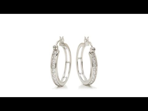 Absolute 2.20ctw PrincessCut Hoop Earrings