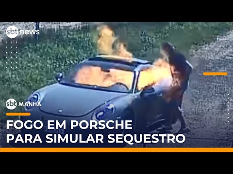 Flagra: Homem coloca fogo em Porsche e para simular sequestro no Paraná | #SBTManhã