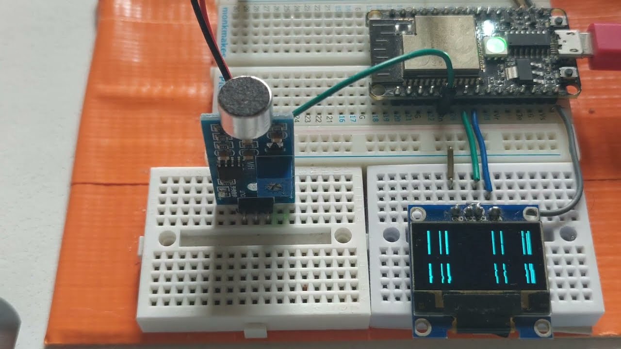 ESP32 Spectrogram Scrolling FFT Data time-based frequency visualization.