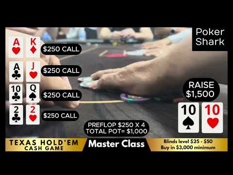 Poker Master Class 3: 1010 VS AK AJ 10Q 22  Learn Poker for entertainment and to win money