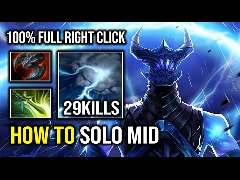 How to Solo Mid Razor 100% Right Click Max Absorb Static Link Butterfly + Satanic Dota 2