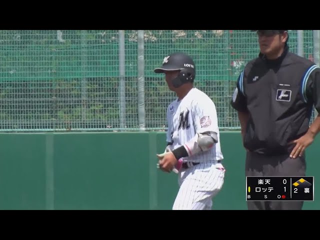 【ファーム】マリーンズ・田村がバットで魅せた!! 鋭く引っ張って先制タイムリー!! 2019/6/11 M-E(ファーム)