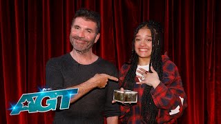 Sara James Thanks Simon Cowell for her Golden Buzzer Moment | AGT 2022 thumbnail