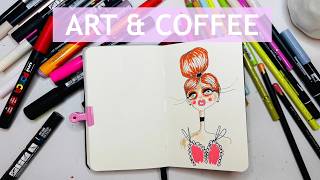 FIVE Minutes Art Session: Sketching at the Cafe ♥️ #mixedmedia