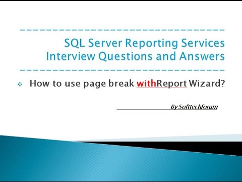 Page Break with Report Wizard || Interview Questions and Answers of SSRS Part V